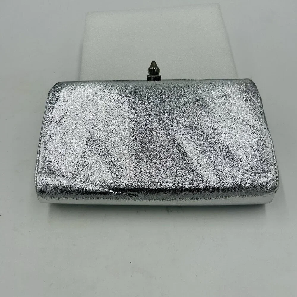 Vintage Evening Handbag Silver Metallic Clutch Purse Wallet Handbag Formal